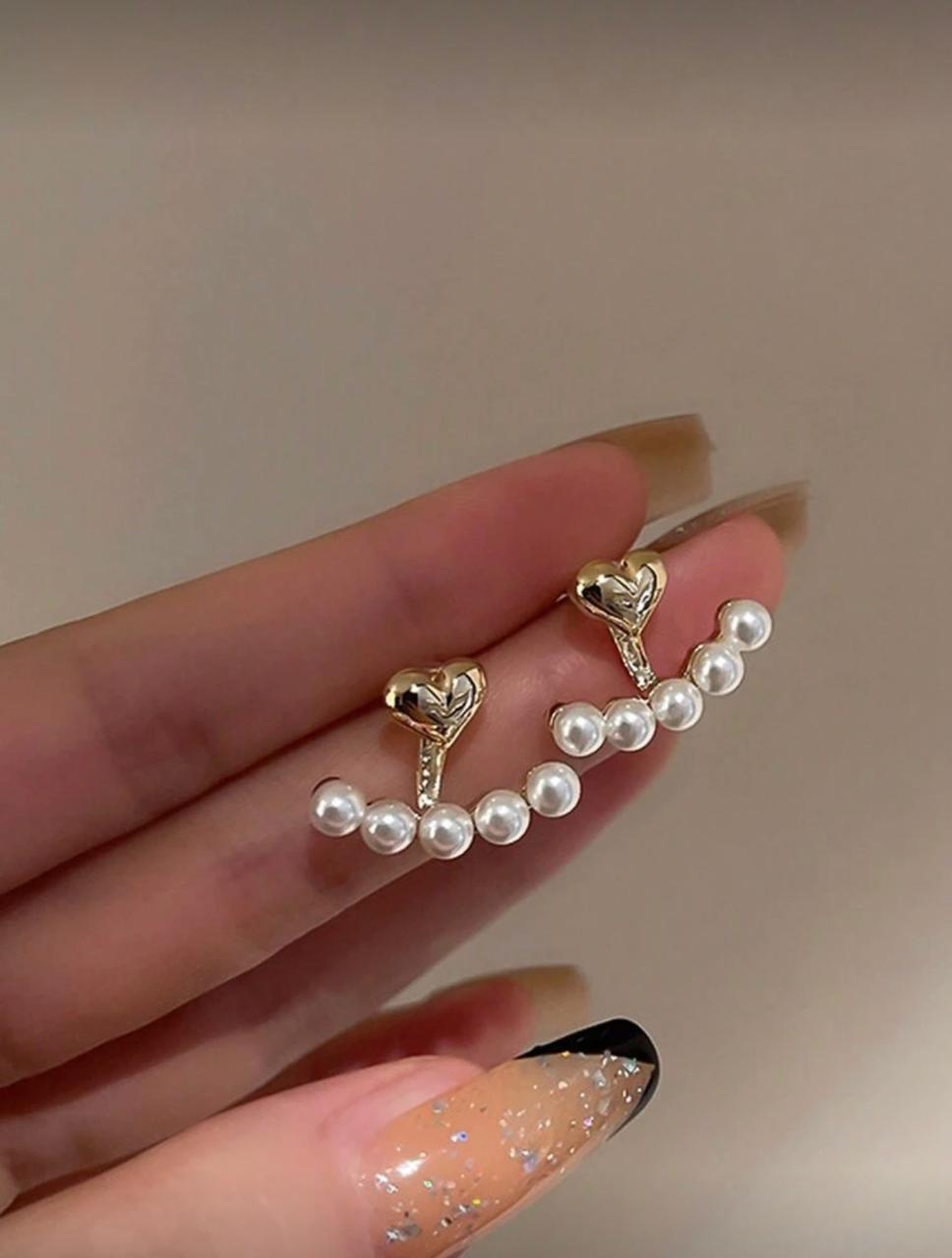 Pearl Drop Heart Studs