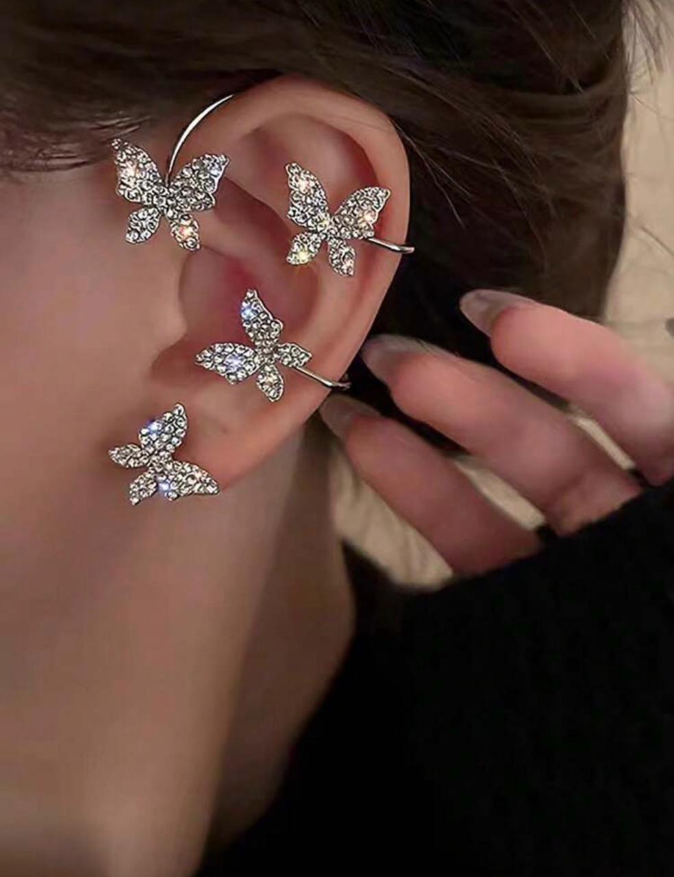 Gold Plated Butterfly Crystal Ear Cuff