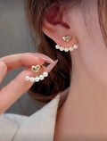 Pearl Drop Heart Studs