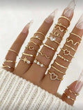 28-Piece Boho Rhinestone Ring Set