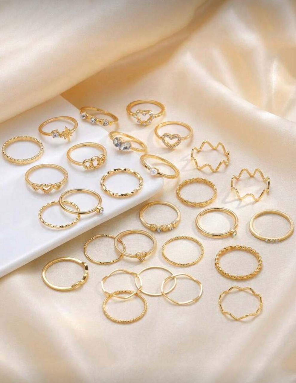 28-Piece Boho Rhinestone Ring Set