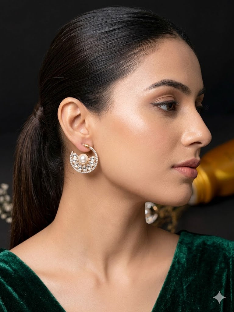 Twinkle Pearl Halo Earrings
