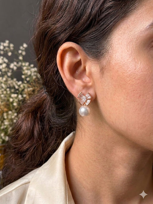 Butterfly Pearl Drop Earrings