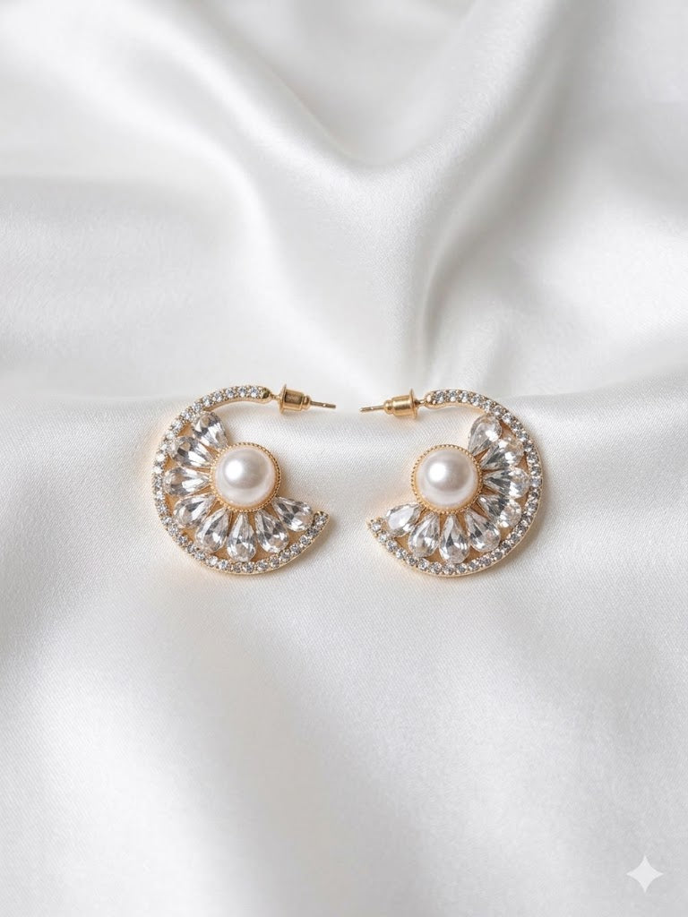Twinkle Pearl Halo Earrings