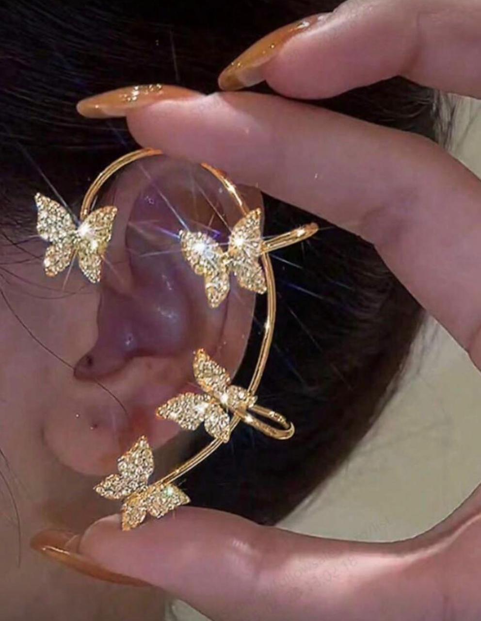 Gold Plated Butterfly Crystal Ear Cuff