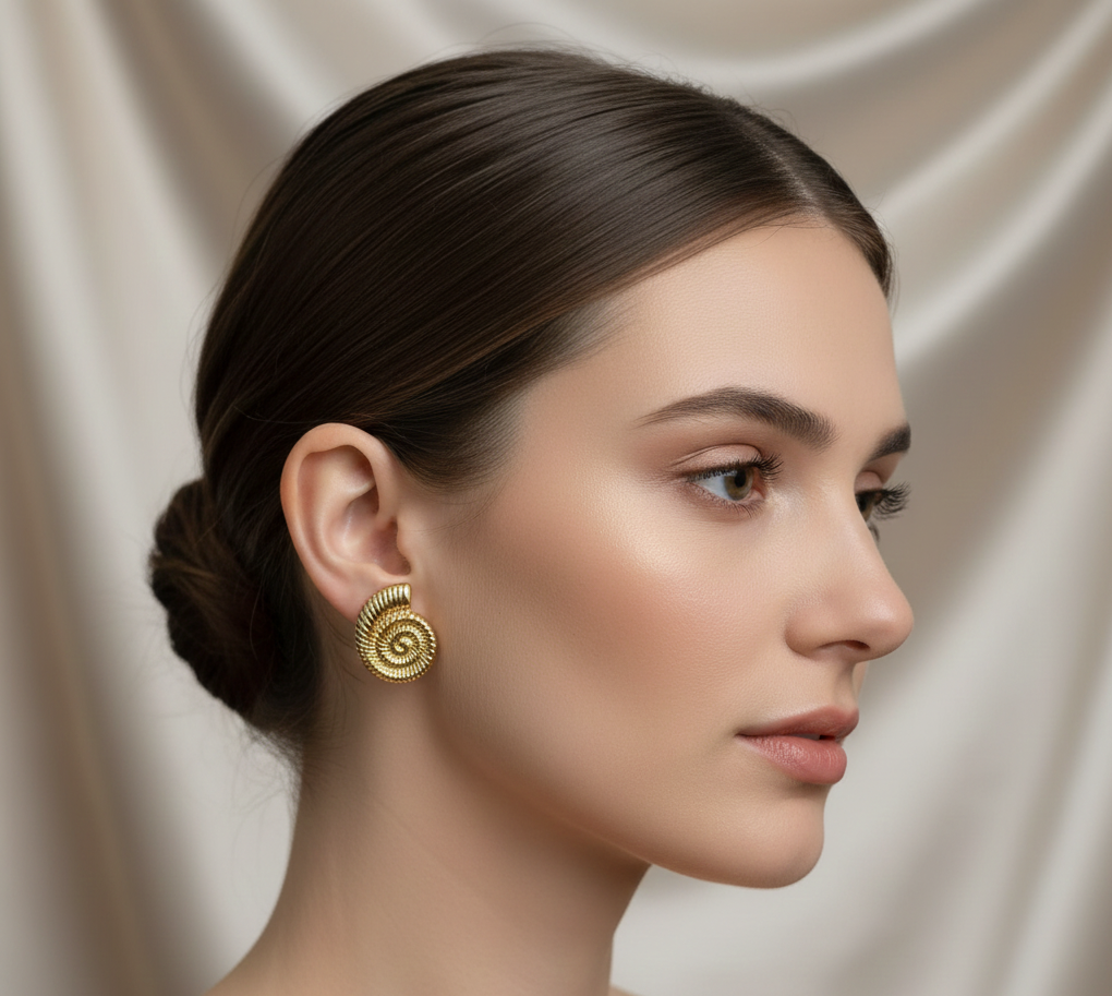 Gold Spiral Stud Earrings