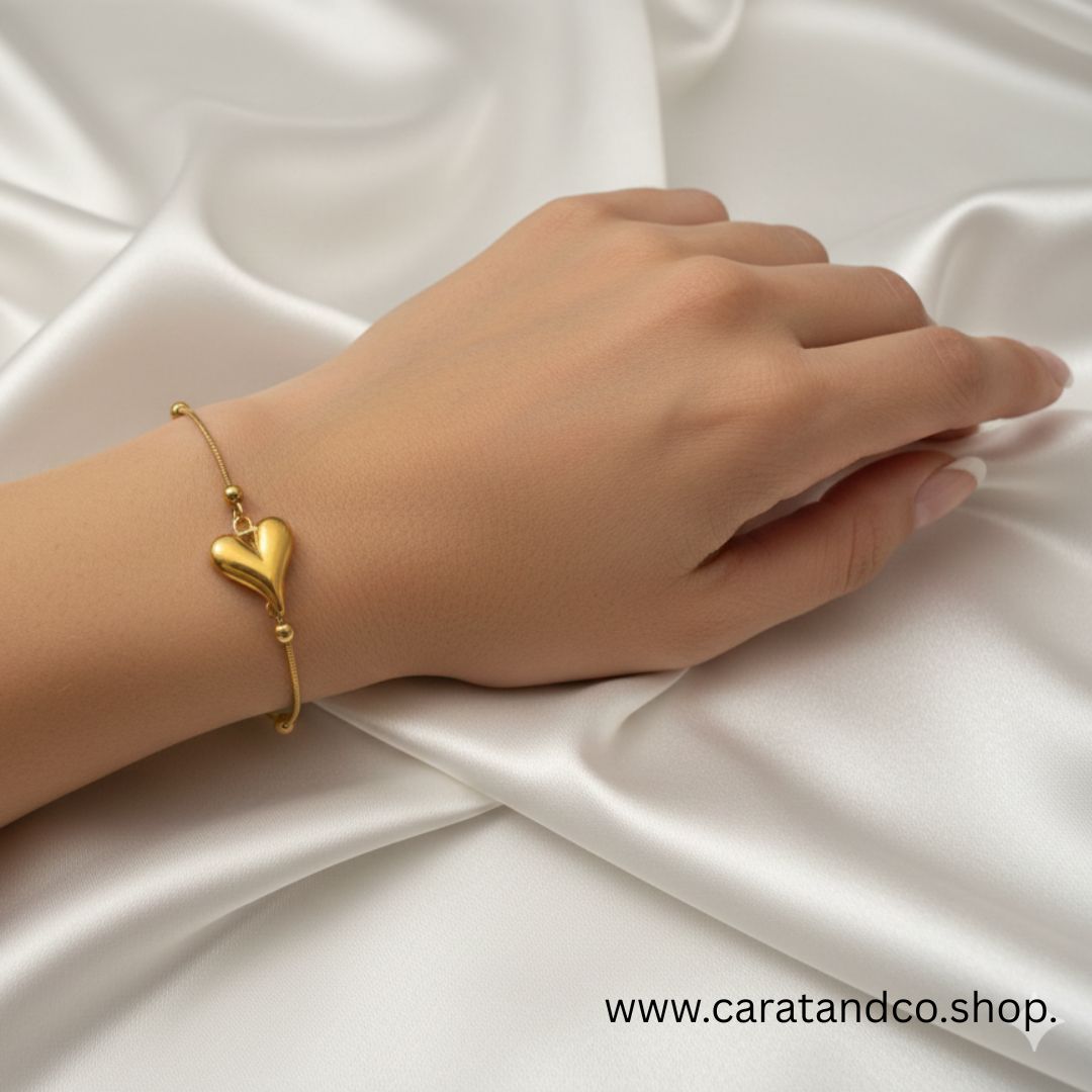 Golden Heart Charm Bracelet