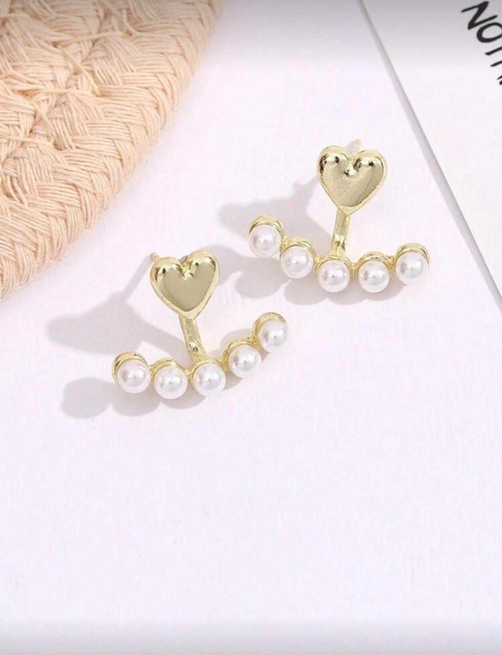 Pearl Drop Heart Studs