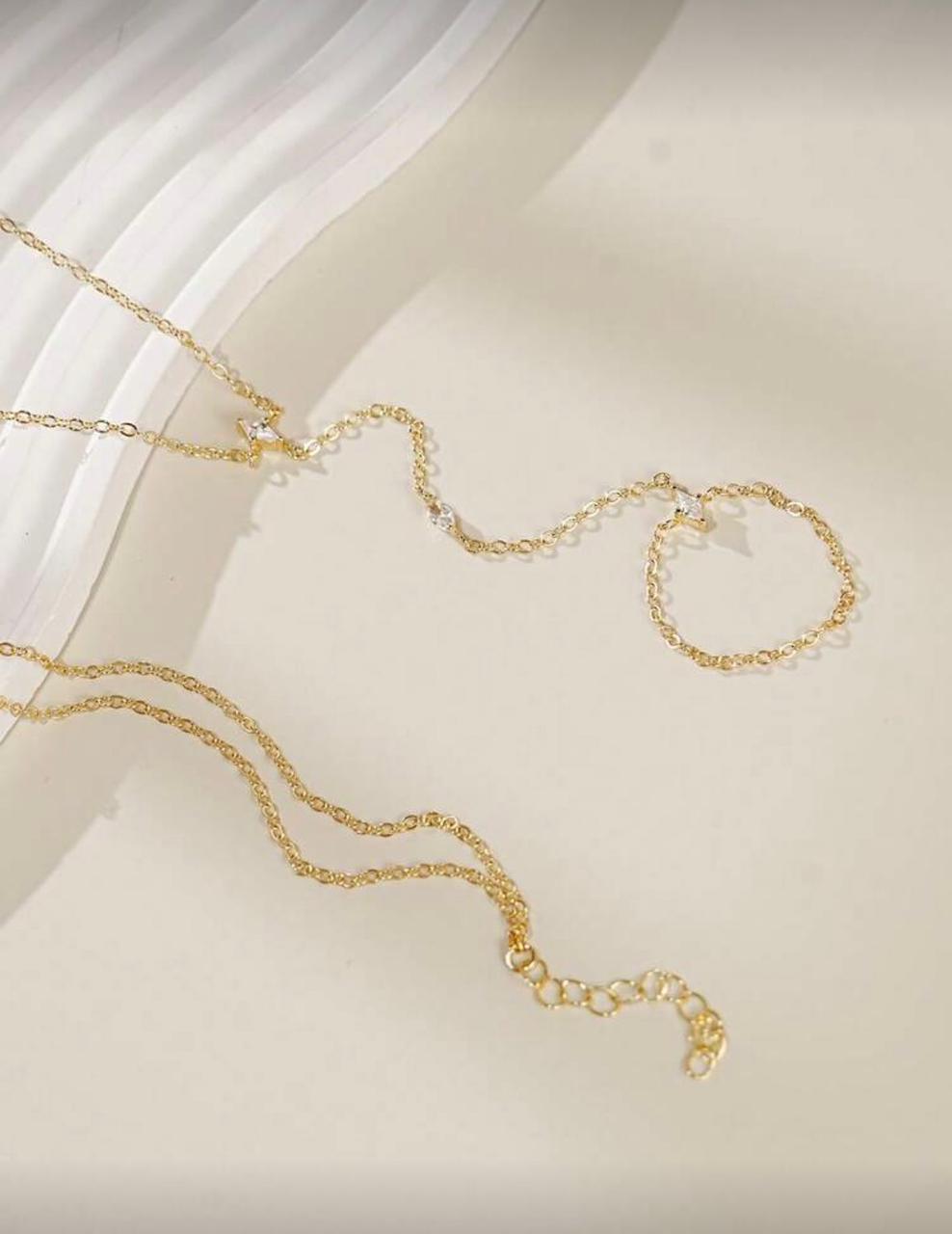 Crystal Chain Finger Ring