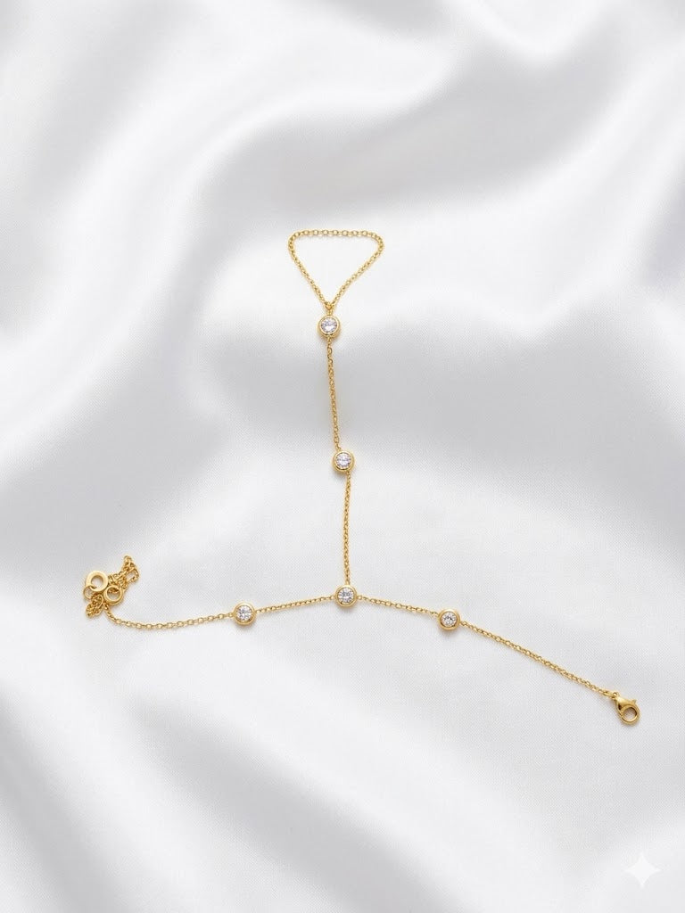 Crystal Hand Chain Ring Bracelet