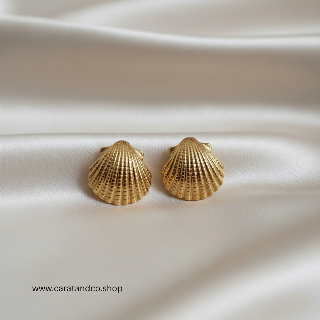 Gold Seashell Stud Earrings