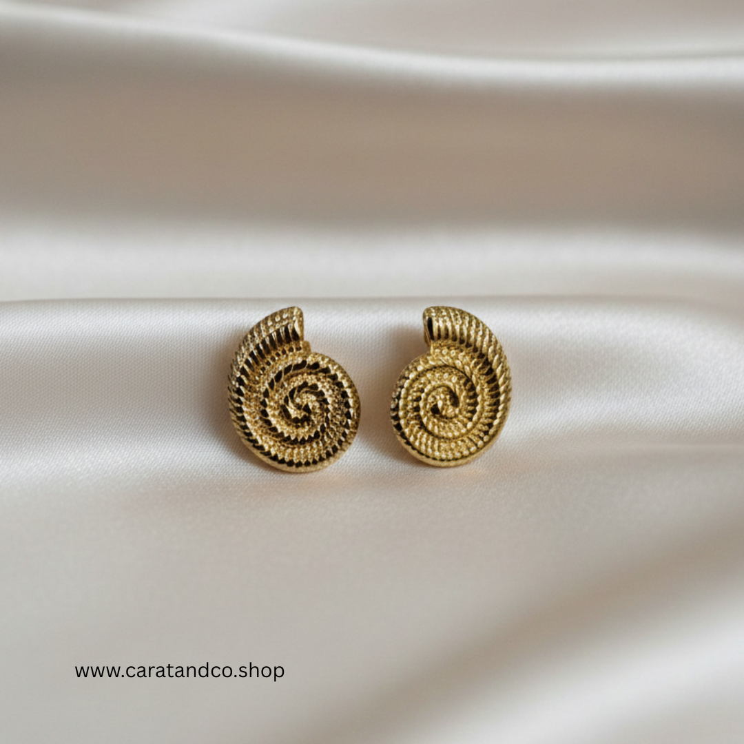 Gold Spiral Stud Earrings