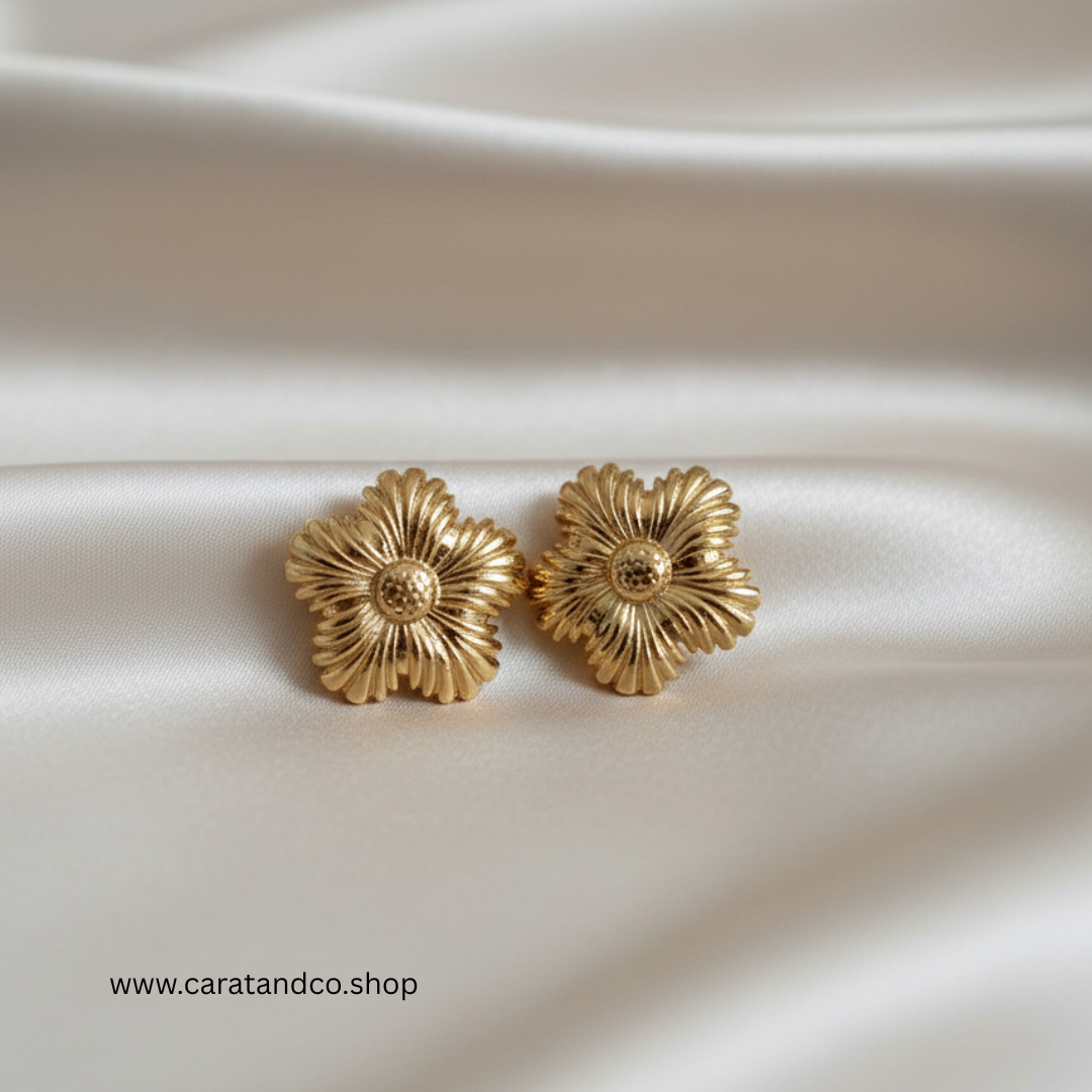 Gold Floral Stud Earrings